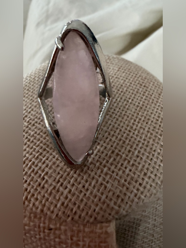 Silver Tone Pink Stone Marquise Ring